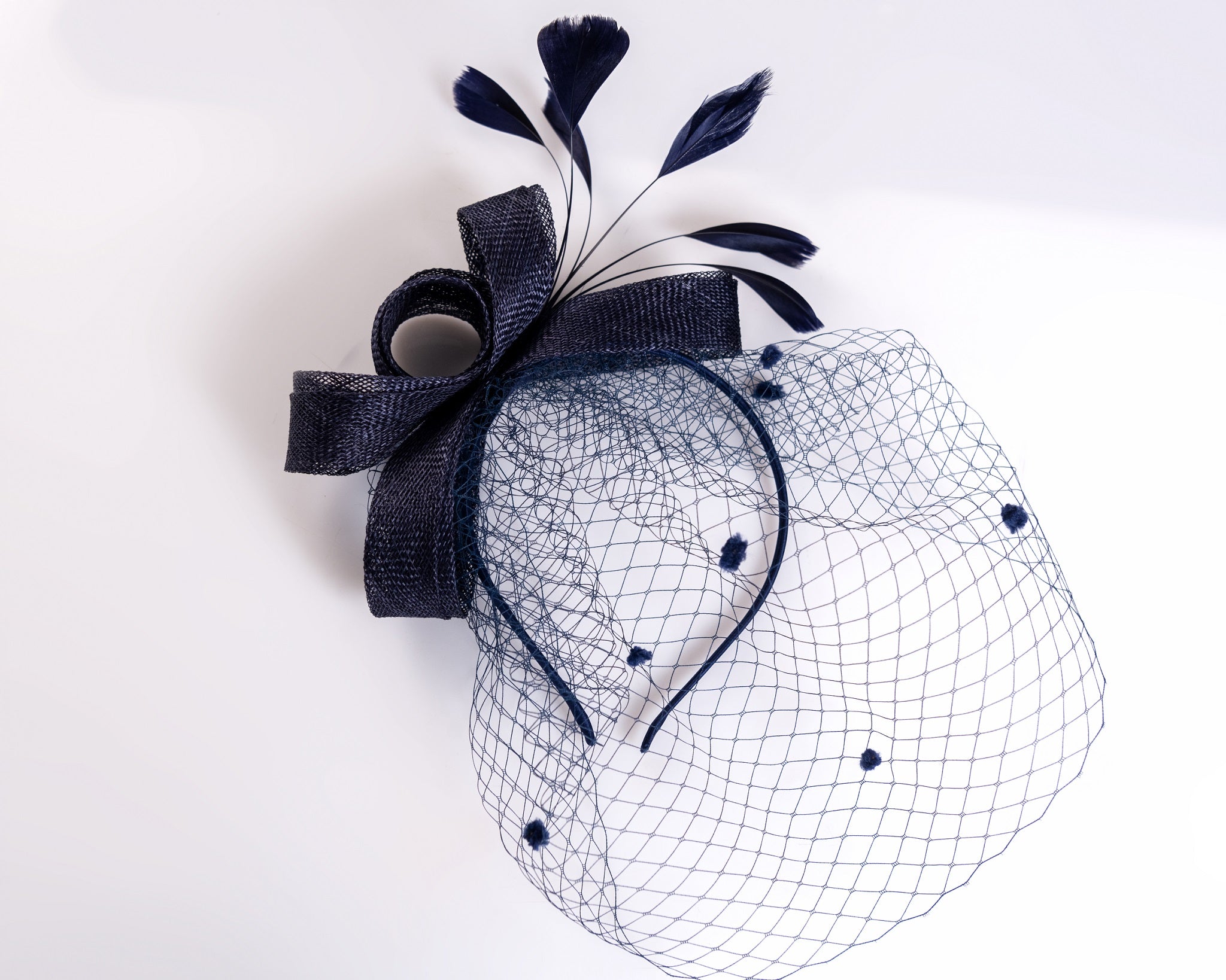 Fascinator feather veil mesh