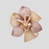 Metallic Mesh Flower Brooch