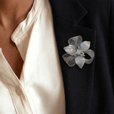 Metallic Mesh Flower Brooch
