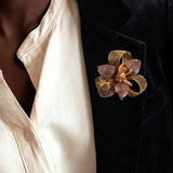 Metallic Mesh Flower Brooch
