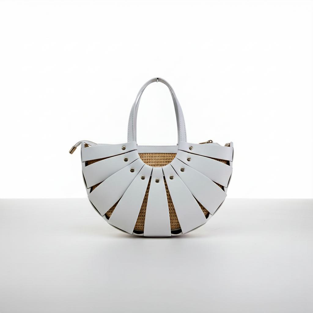 Leather Crossbody Rivet Strawbag