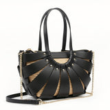 Leather Crossbody Rivet Strawbag