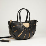 Leather Crossbody Rivet Strawbag