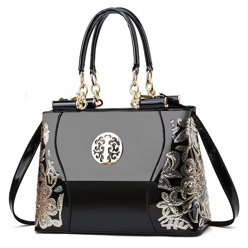 Patent Leather Floral Bag
