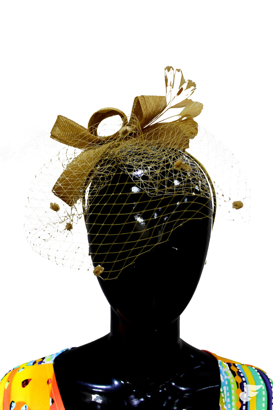 Fascinator feather veil mesh